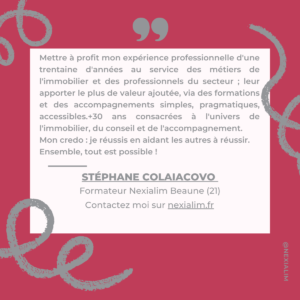 Nexialim a le plaisir de vous annoncer l’arrivée de Stéphane COLAIACOVO en tant que formateur indépendant dans le département 21.